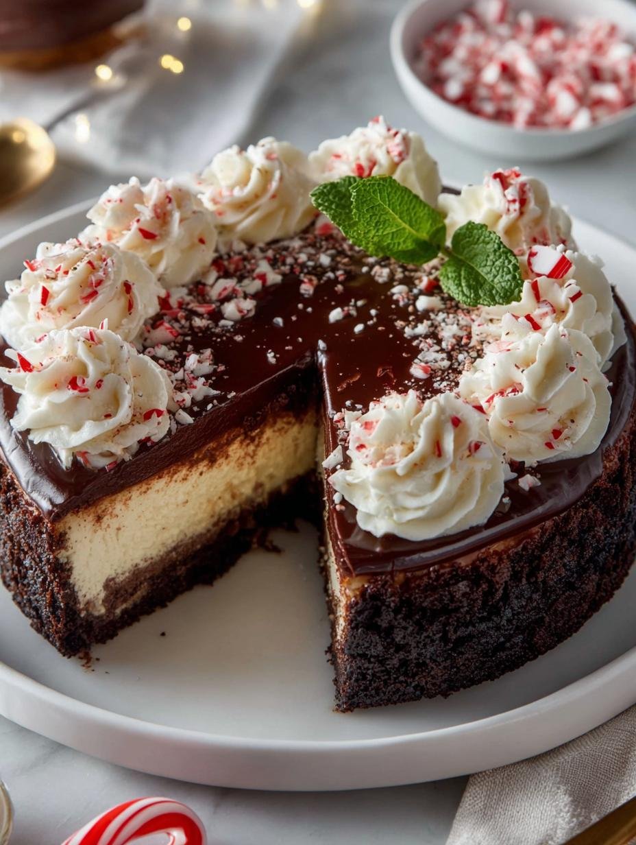 Peppermint Bark Cheesecake: 7 Irresistible Layers of Joy 1 Peppermint Bark Cheesecake