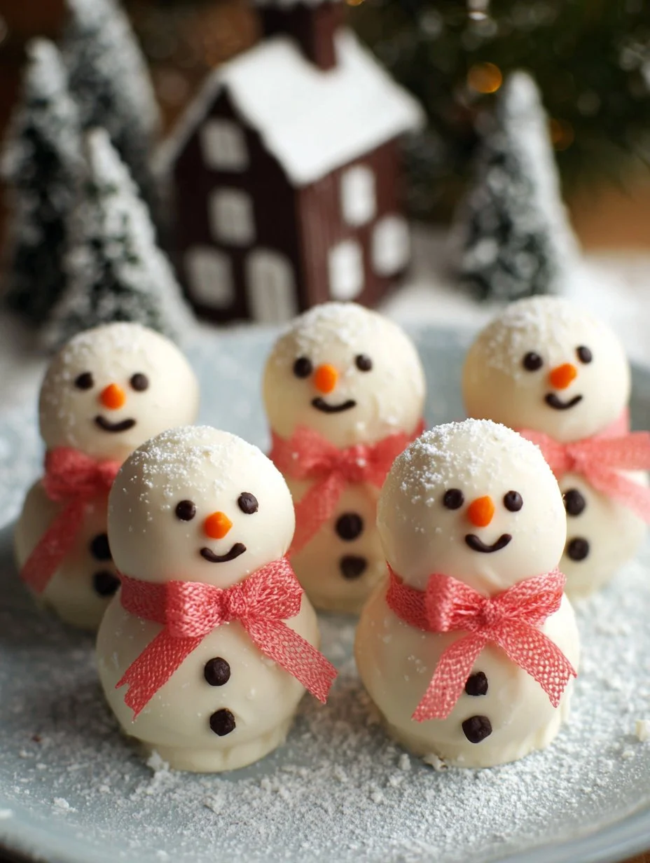 No-Bake Snowman Truffles 1 No-bake snowman truffles decorated for festive occasions