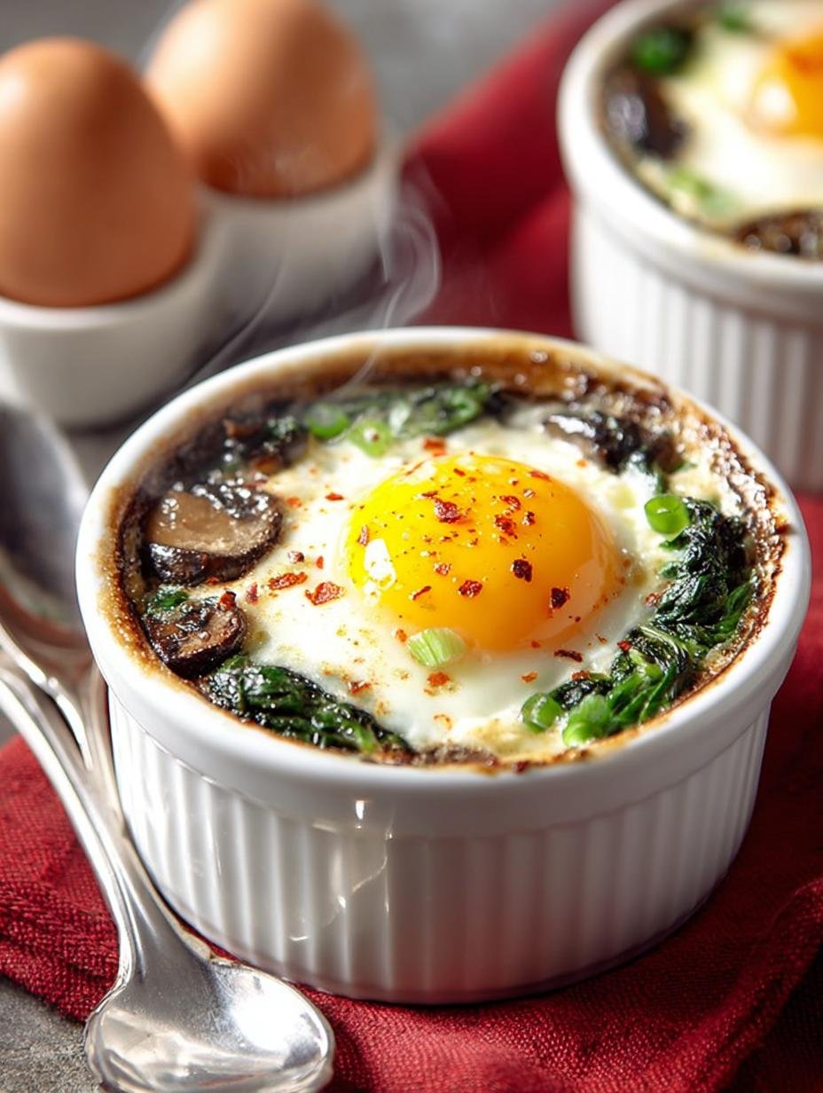 Baked Eggs with Spinach: A Wholesome Breakfast Delight 1 Baked Eggs with Spinach