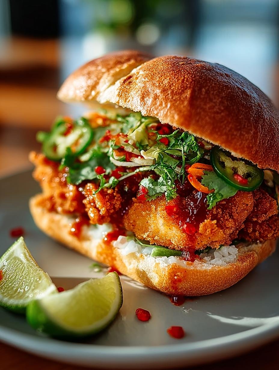 Delicious Thai Fried Chicken Sandwich Recipe to Try - Thai Fried Chicken Sandwich - main visual representation