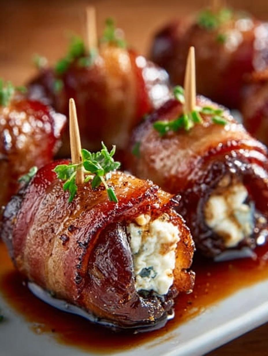 Bacon Wrapped Dates with Goat Cheese & Honey: Irresistible Delight 2 Bacon Wrapped Dates with Goat Cheese & Honey: Irresistible Delight - Bacon Wrapped Dates with - main visual representation