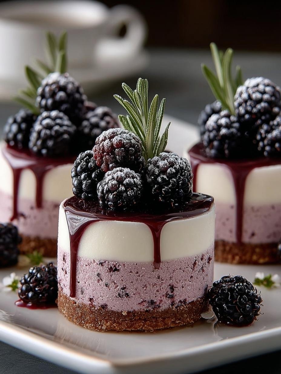 Mini Blackberry Mousse Cakes