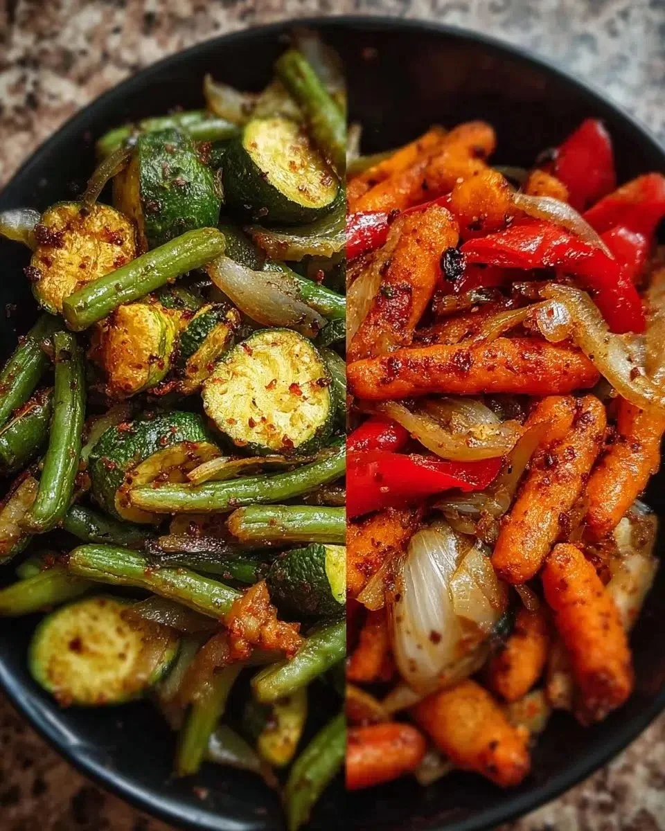 Air Fryer Vegetables — Crispy Mixed Veg 1 Crispy mixed vegetables cooked in an air fryer, showcasing vibrant colors and texture.