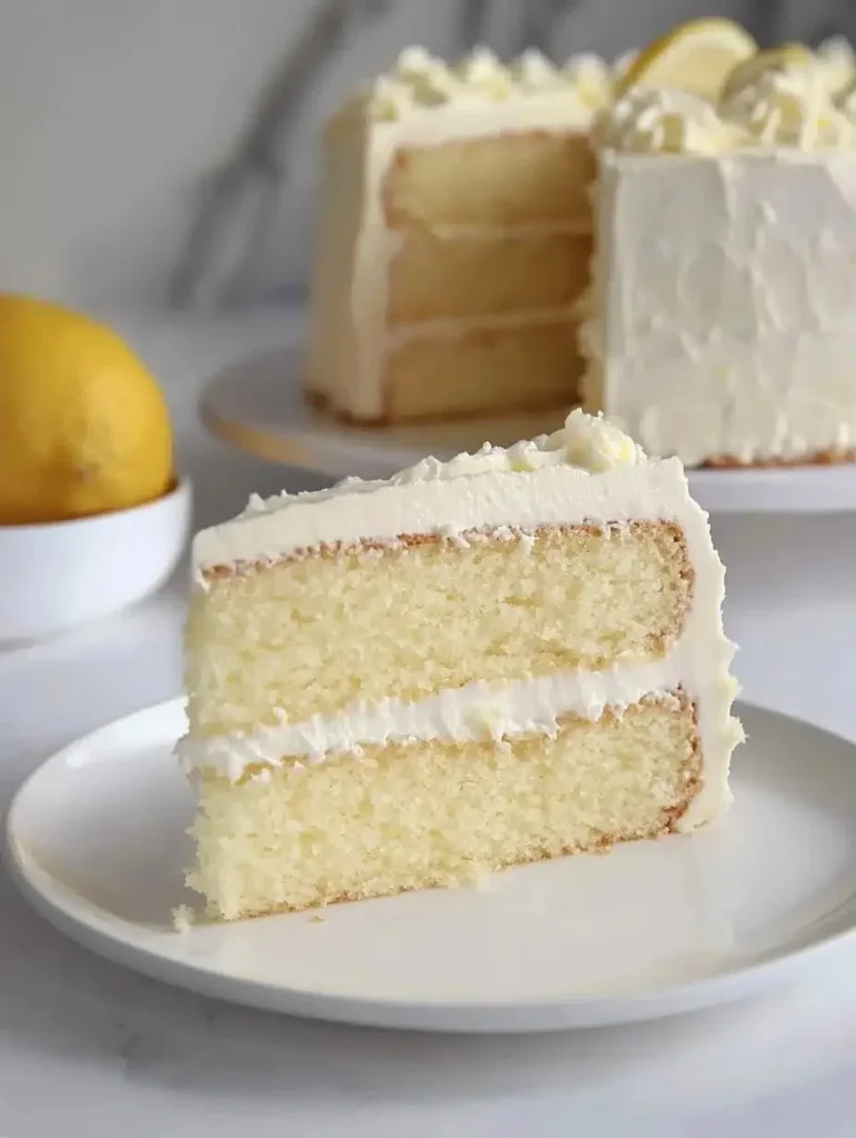 Cheesecake Factory Italian Lemon Cream Cake with lemon zest and creamy layers