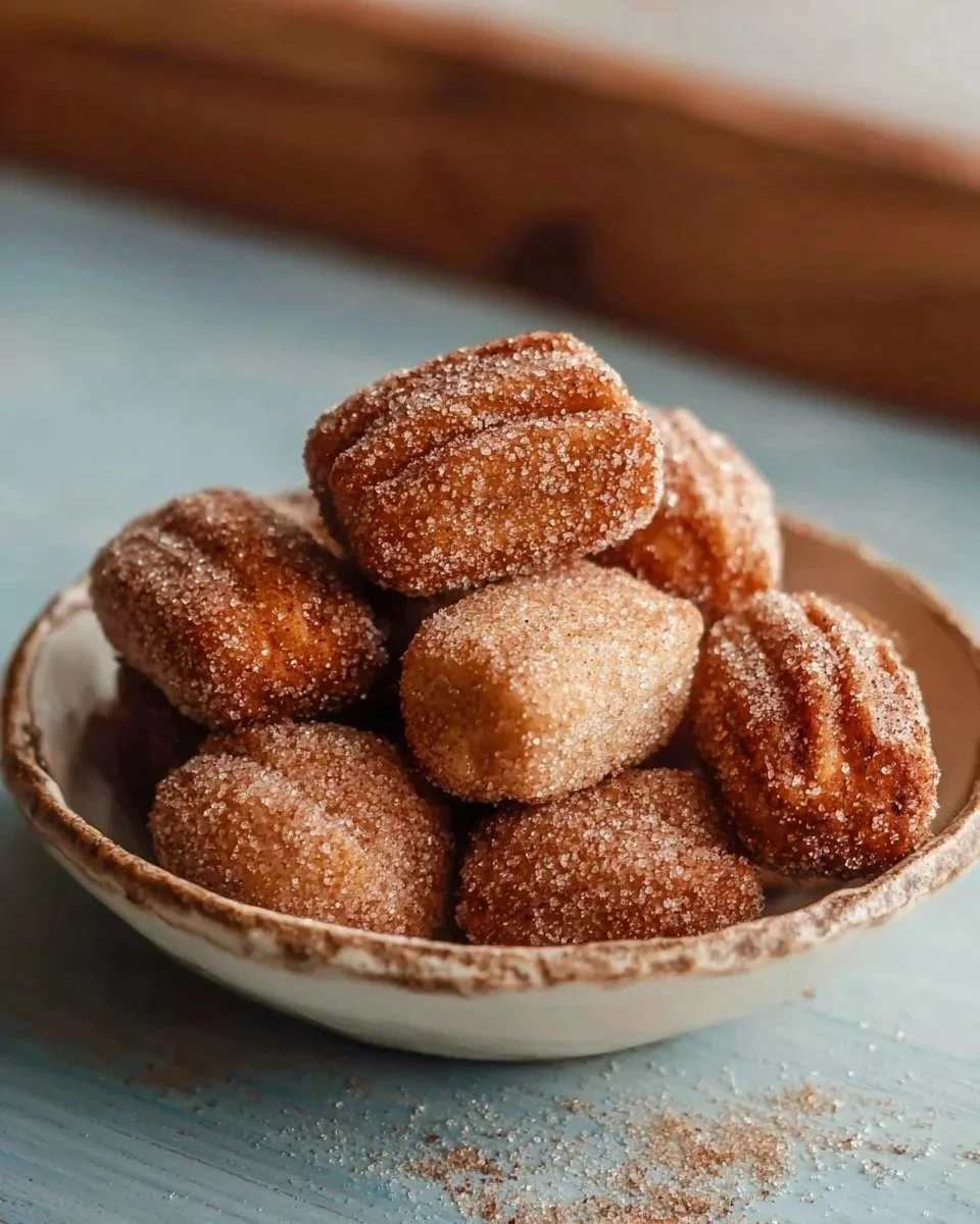 Healthy Baked Churro Bites — Light Cinnamon Treats 1 Healthy baked churro bites dusted with cinnamon sugar on a plate