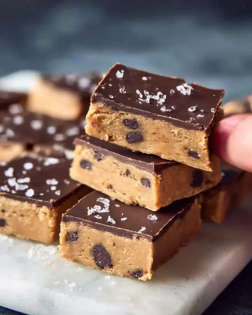 Delicious no bake cookie dough bars made with chocolate and nuts
