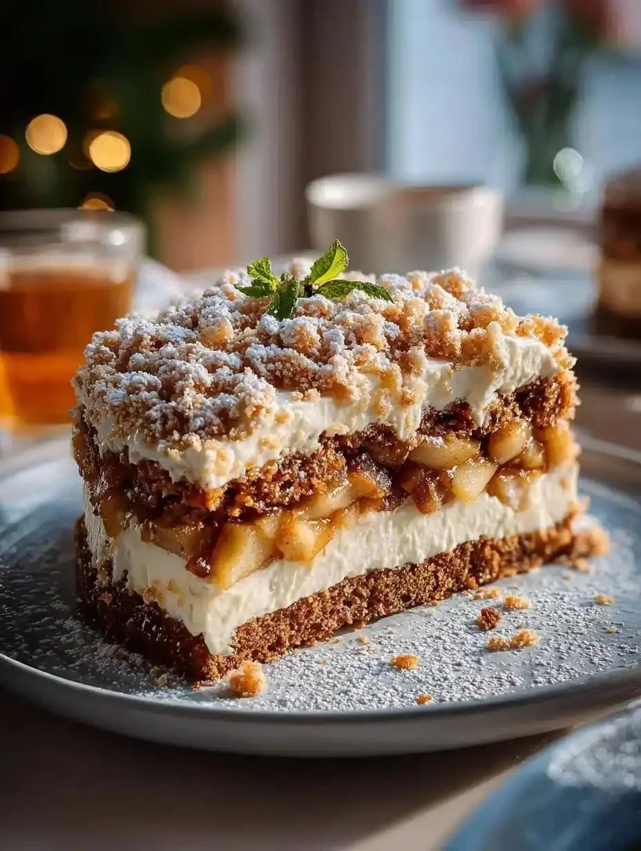 Baked Apple Heaven Cake 1 Delicious Baked Apple Heaven Cake topped with fresh apples and cinnamon.