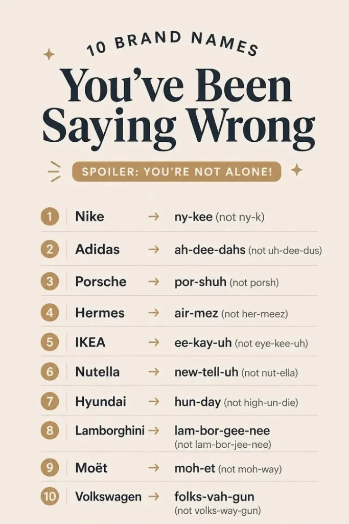 Pronunciation guide for famous brand names to avoid common mistakes
