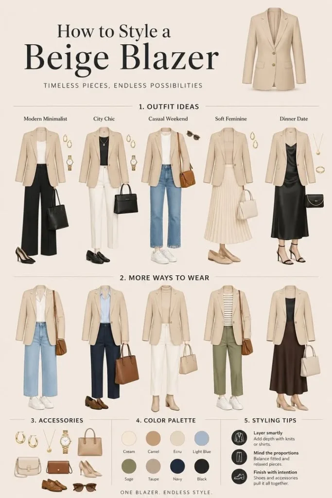 Stylish beige blazer outfit for a polished and timeless look