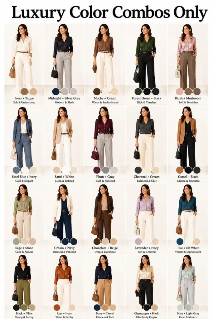 Elegant color combinations for a polished look in design and fashion