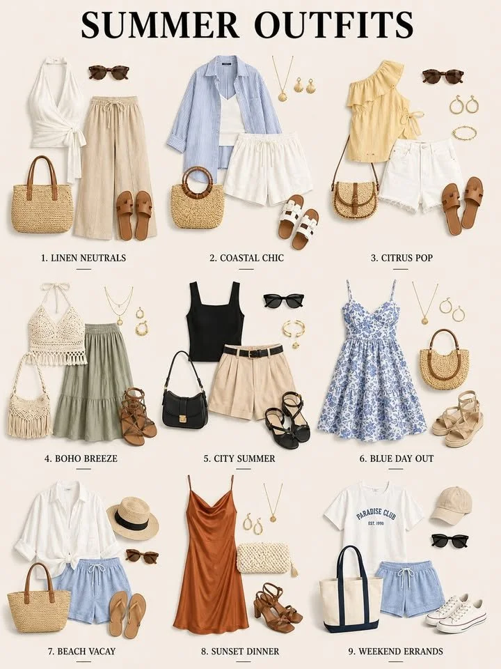 Effortless summer dressing with breathable fabrics and stylish accessories