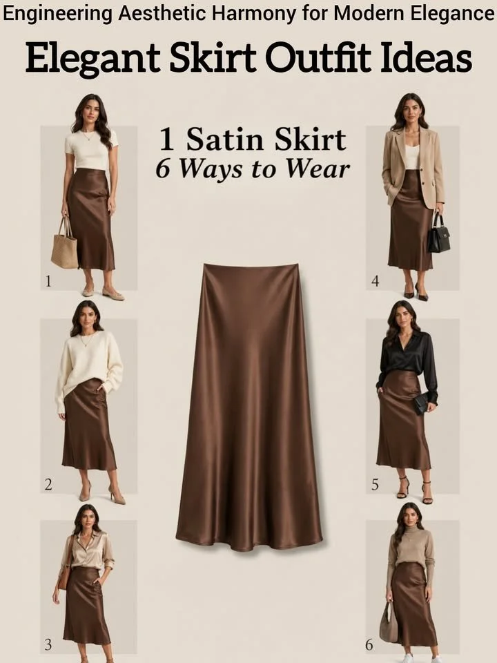 Stylish woman demonstrating elegant skirt styling techniques