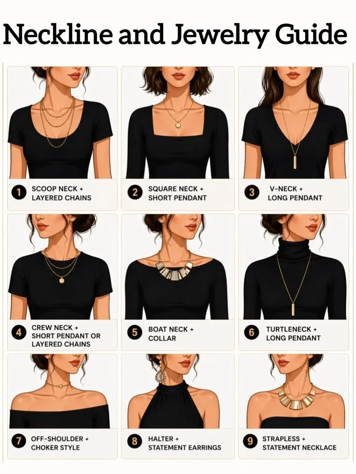 How to Match Jewelry Shape to Your Neckline