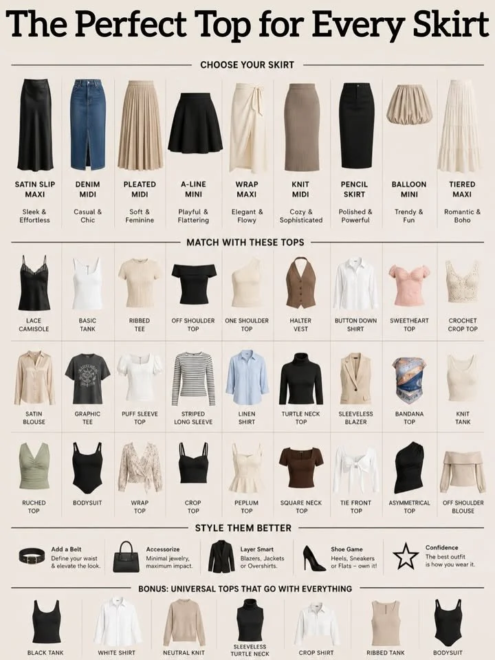 Fashion tips for styling skirts with the perfect tops
