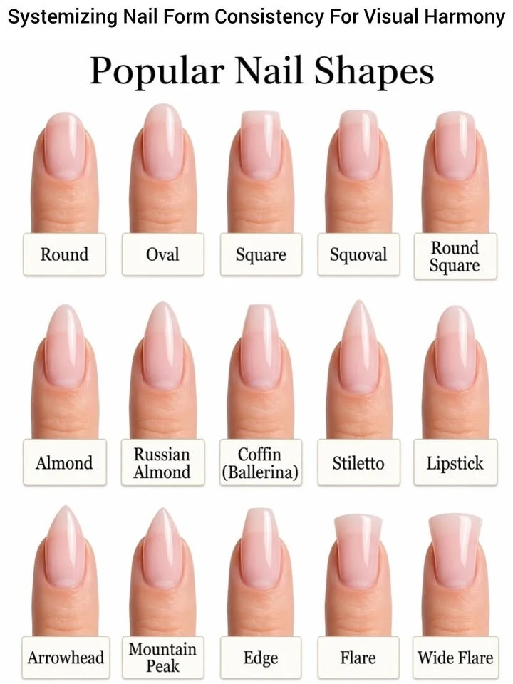 Different nail shapes showcasing unique designs for elegant hand aesthetics