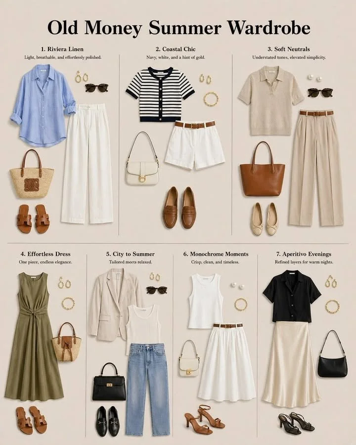 Old Money summer style featuring timeless pieces and polished simplicity