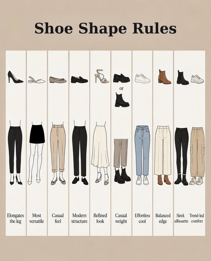 Stylish shoes that enhance outfit and silhouette for a polished look