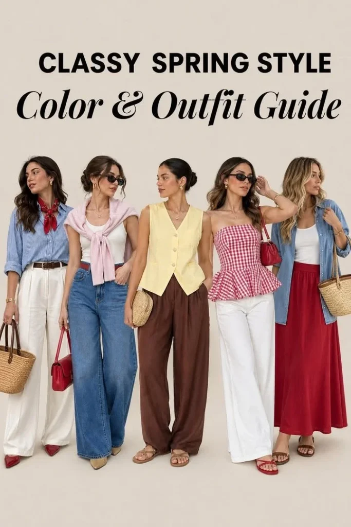 Woman in spring style outfit showcasing soft color palette and elegant design.