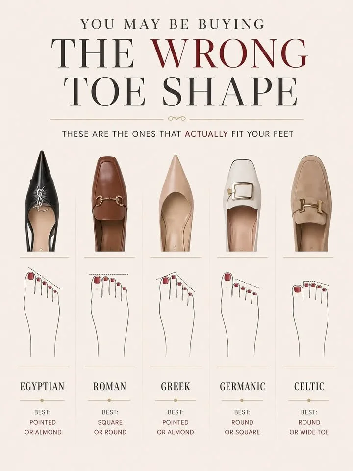Toe Shape Matters: Match Shoes to Your Feet for a Better Fit, Outfit, and Confidence 1 Different toe shapes with shoes matching for better fit and confidence