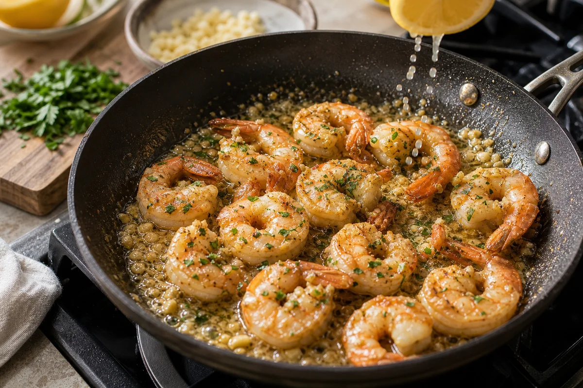 Garlic Prawns (Shrimp!) preparation step in progress