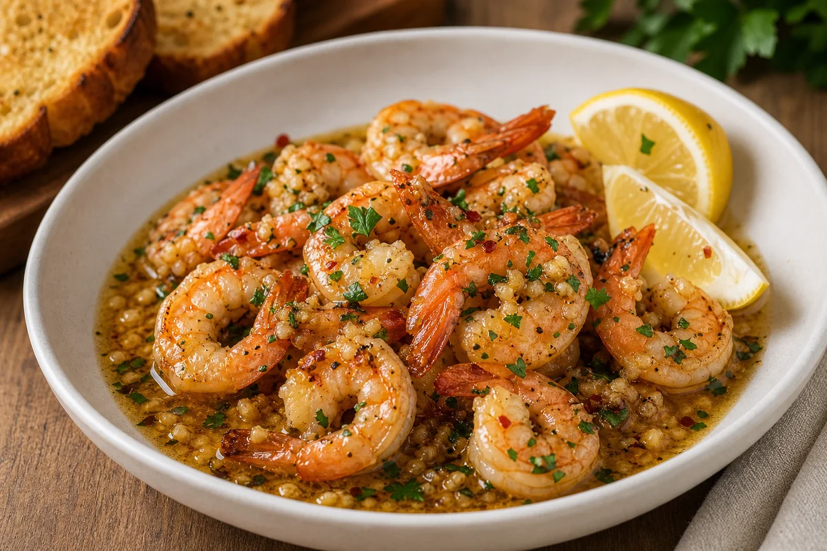 Garlic Prawns (Shrimp!) finished serving photo